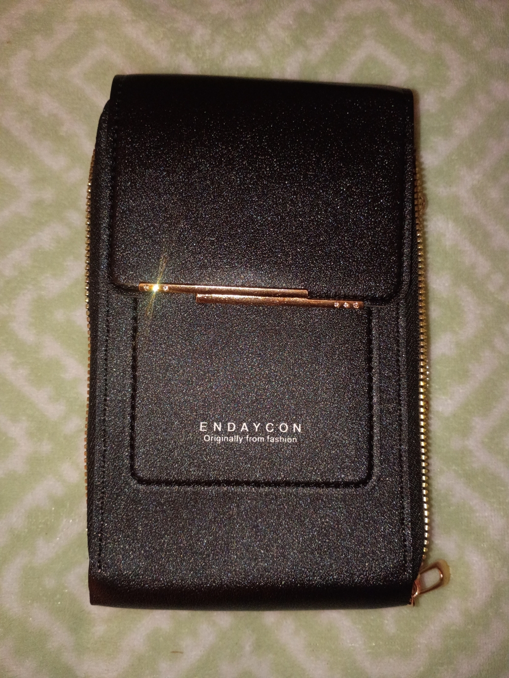 Black Phone Wallet Case with Gold Accent